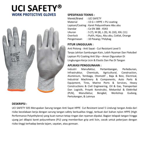 Safety Gloves Sarung Tangan dilengkapi Warna Hitam